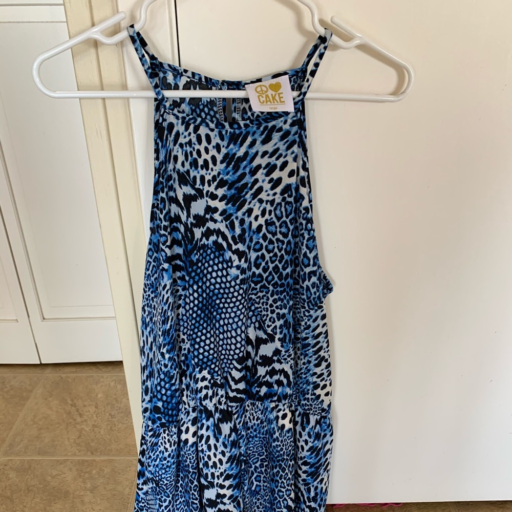 Blue leopard romper
